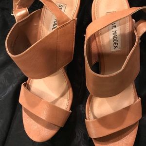 Tan wedges by Steve Madden